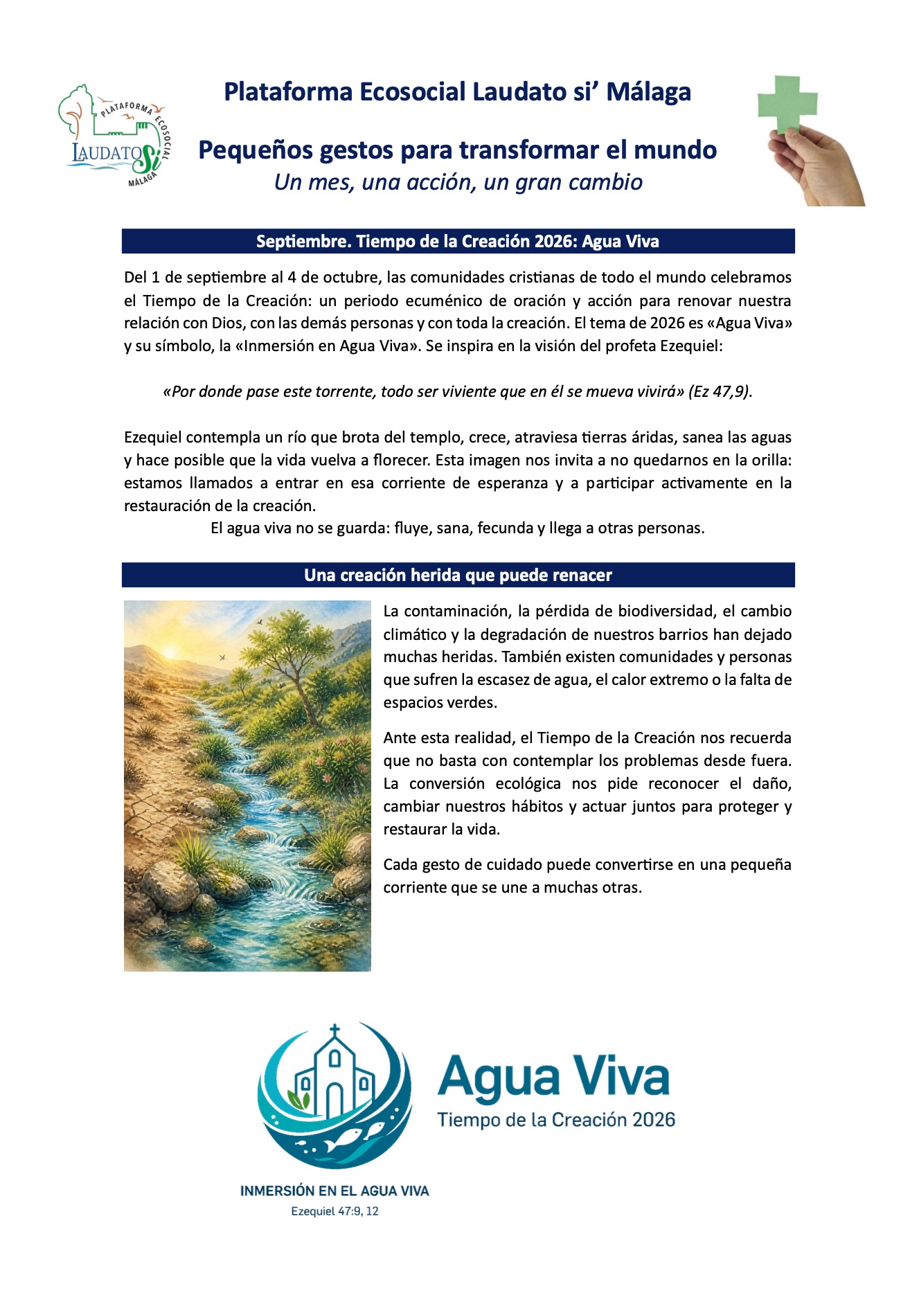 Guía para el reto de septiembre 2026. Plataforma Laudato si'