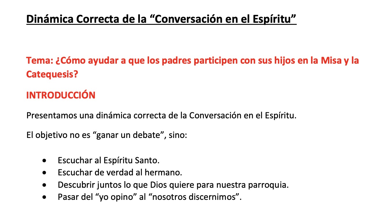 Conversación espiritual: una pastoral animada por el Espíritu Santo