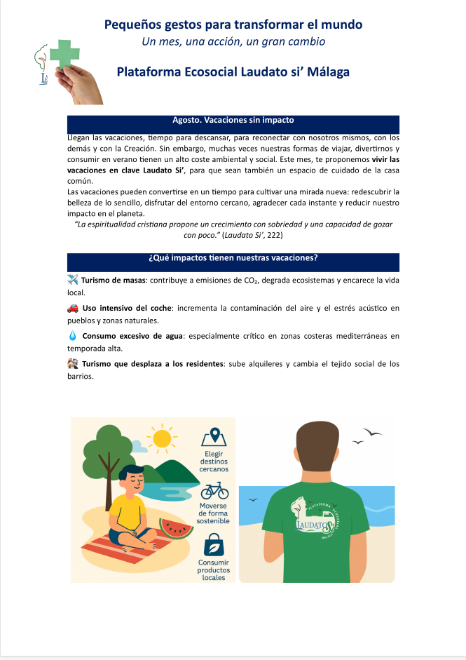 Guía para el reto de agosto 2026. Plataforma Laudato si'