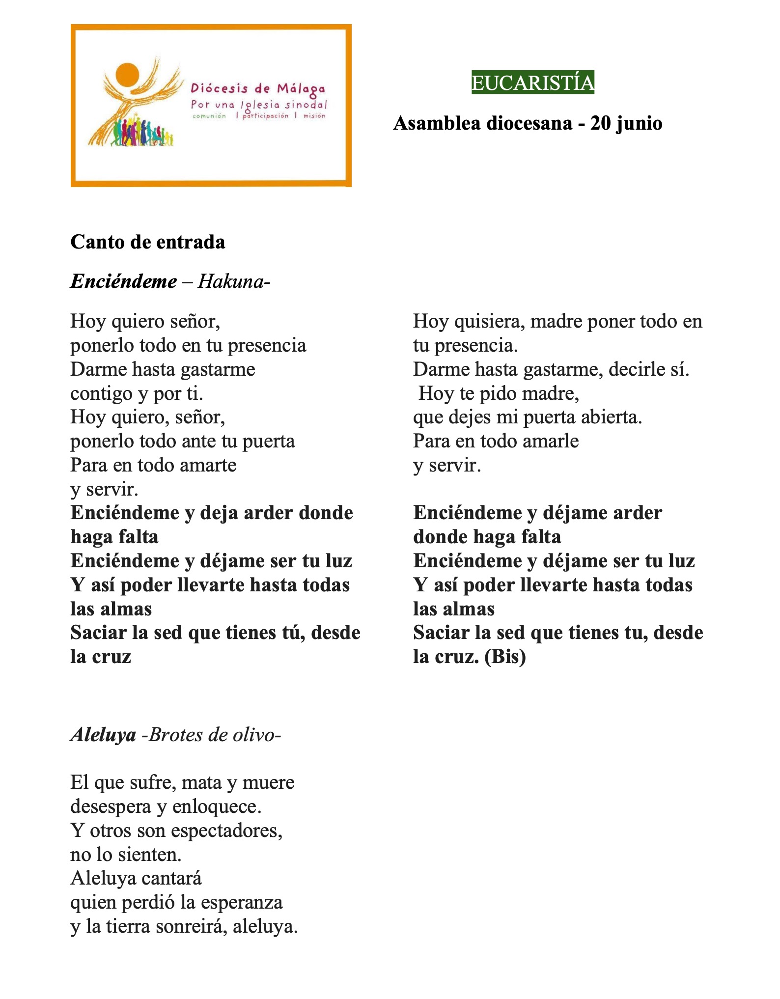 Canciones Asamblea Diocesana