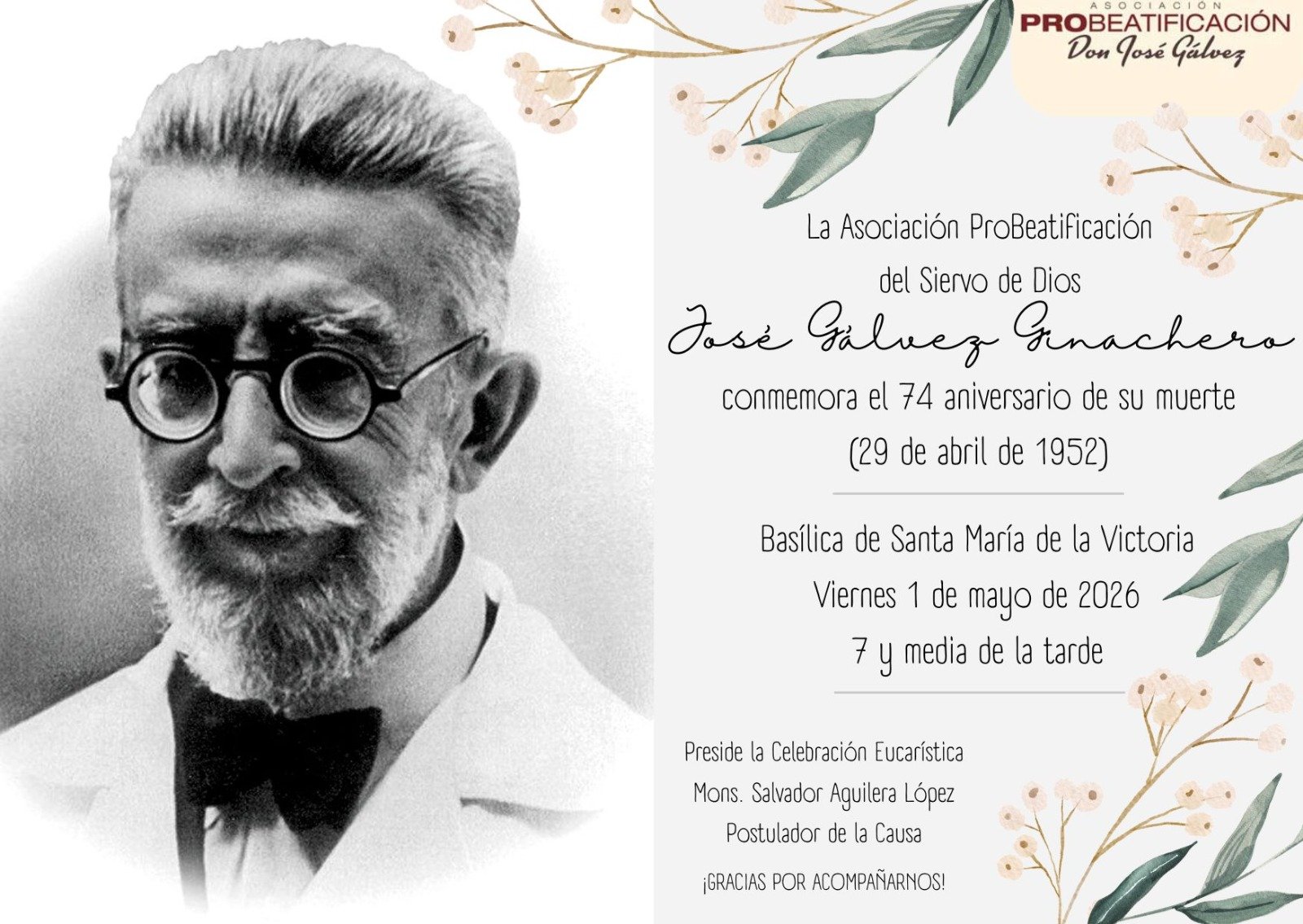 El 74 aniversario de la muerte del Dr. Gálvez Ginachero, en VICTORIA, GLORIA A TI