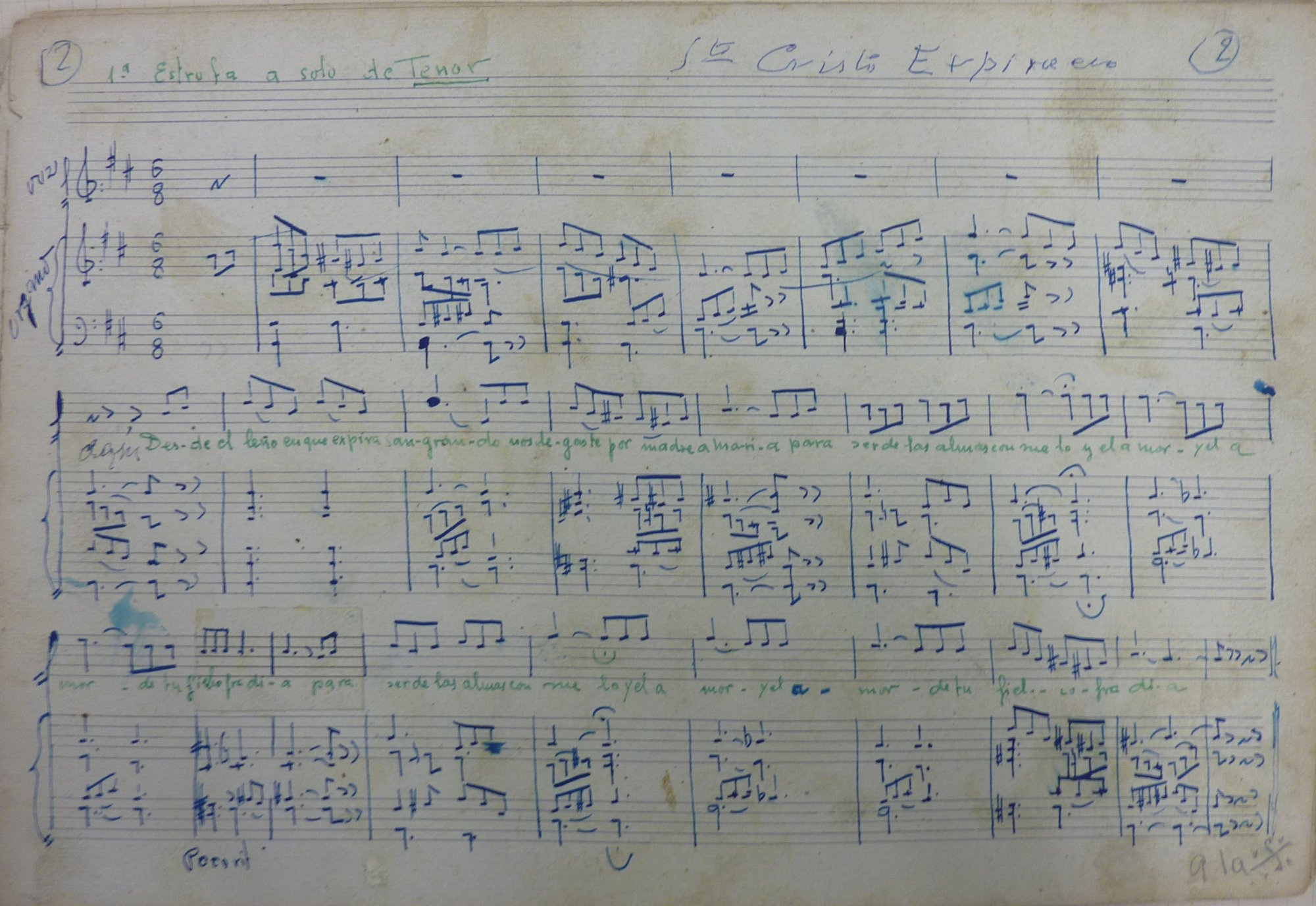 Partitura del Himno al Cristo de la Expiración de Salvador de Alva