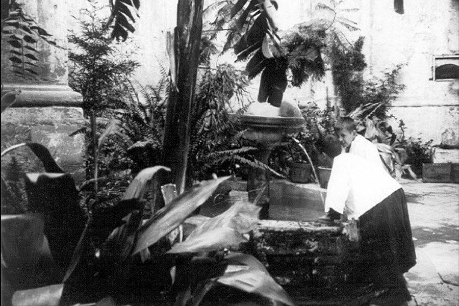 La fuente del jardín catedralicio en la que se refrescaban los alumnos del colegio de los seises