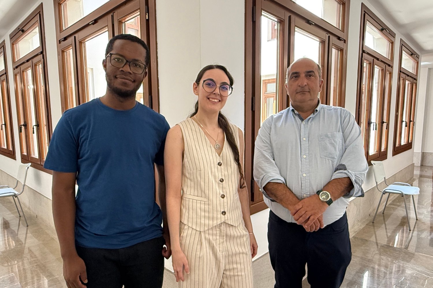 Huberto Owono Mbogo, Claudia Sánchez y Santiago Jiménez