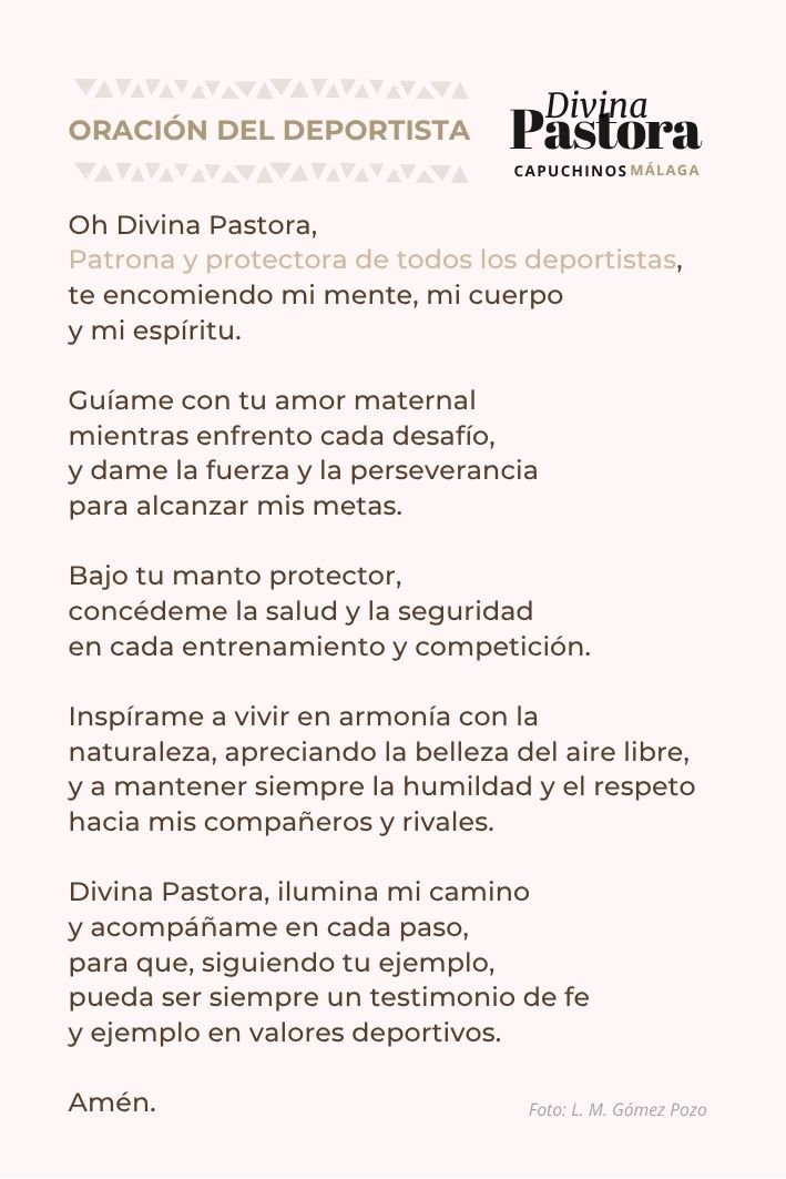 Oración del deportista a la Divina Pastora