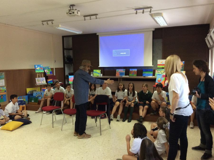 Visita de Jorge Rando al colegio Cardenal Herrera Oria