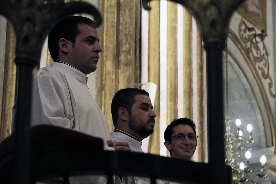 Daniel Martín, Fernando Luque y Francisco Ruiz en su ordenación como diáconos