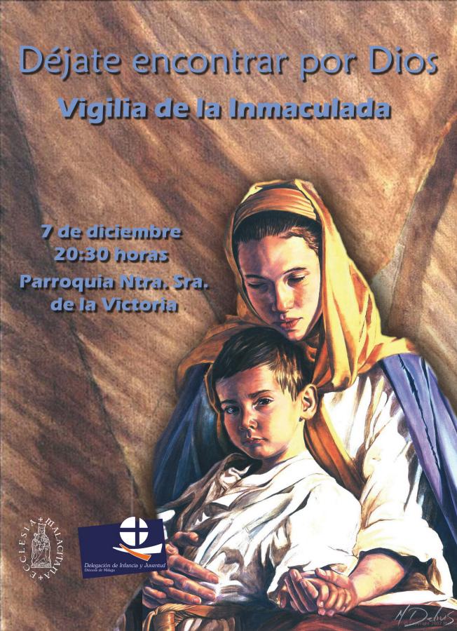 Cartel para la Vigilia de la Inmaculada en Málaga capital