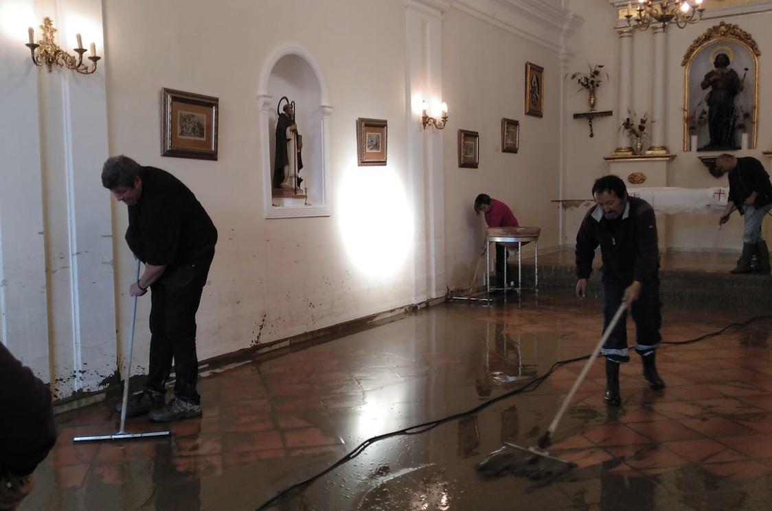 La iglesia del Trapiche, afectada también por la inundación