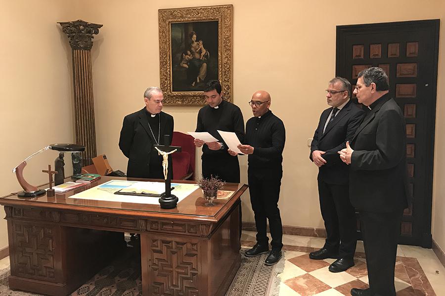 Toma de posesión del P. Danilo Cantillo, IMC, como delegado diocesano de Misiones de Málaga y de D. Rafael Navarro como Promotor de Justicia.