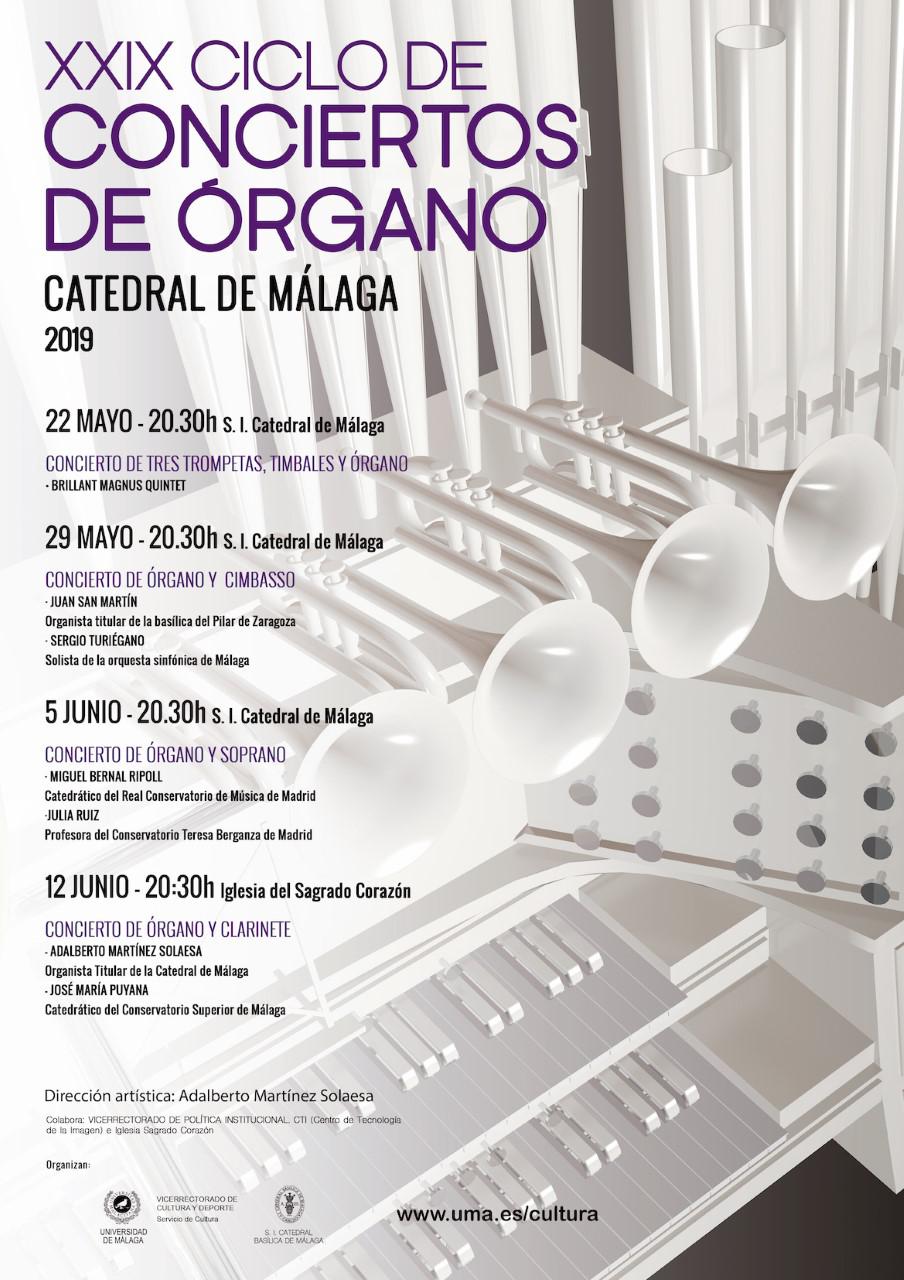 Cartel del Ciclo de Conciertos de Órgano de la Catedral de Málaga
