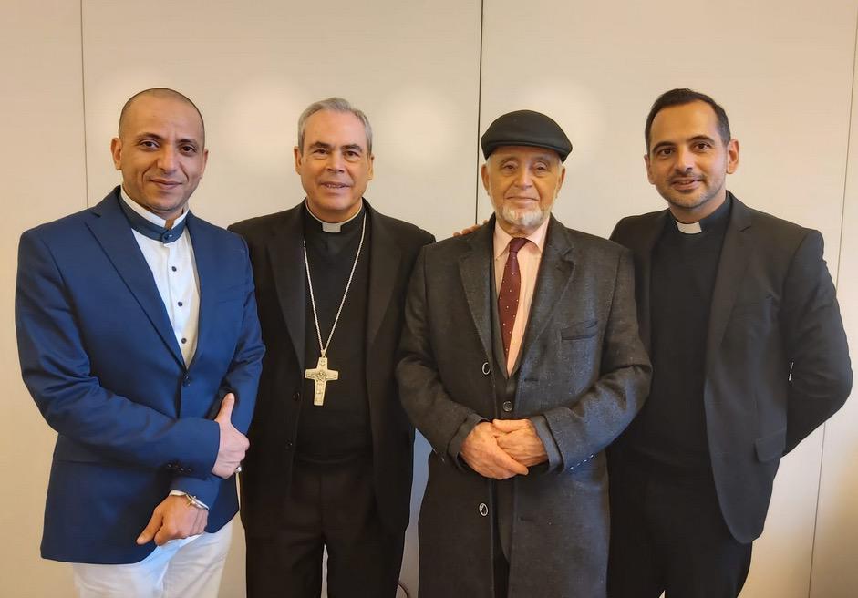 De izda. a dcha.: Moah Bachar, de la Mezquita de Marbella; Jesús Catalá, obispo de Málaga; el imán de Marbella, Allal Ahmed Bachar y el delegado de Ecumenismo y Diálogo Interreligioso, Rafael Vázquez