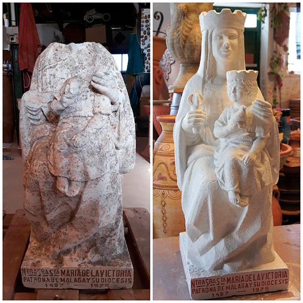 La imagen sufrió un acto vandálico y ha tenido que ser restaurada