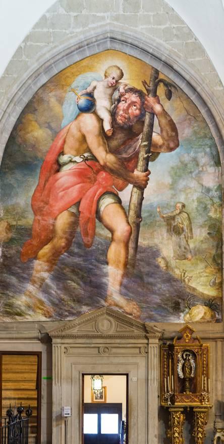 Mural de San Cristobalón en la Colegiata de Santa María la Mayor de Ronda