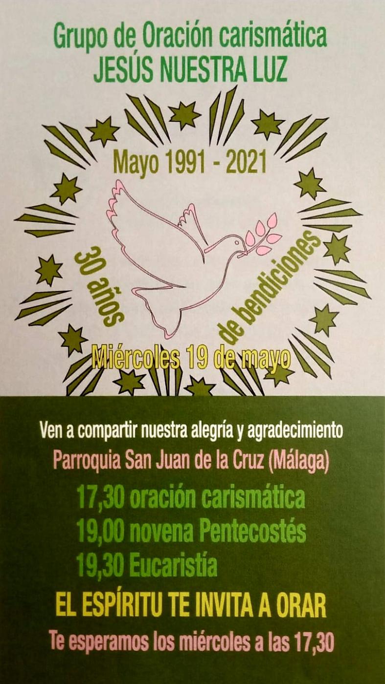 Cartel del 30 aniversario del grupo de la Renovación Carismática Católica de la parroquia de San Juan de la Cruz