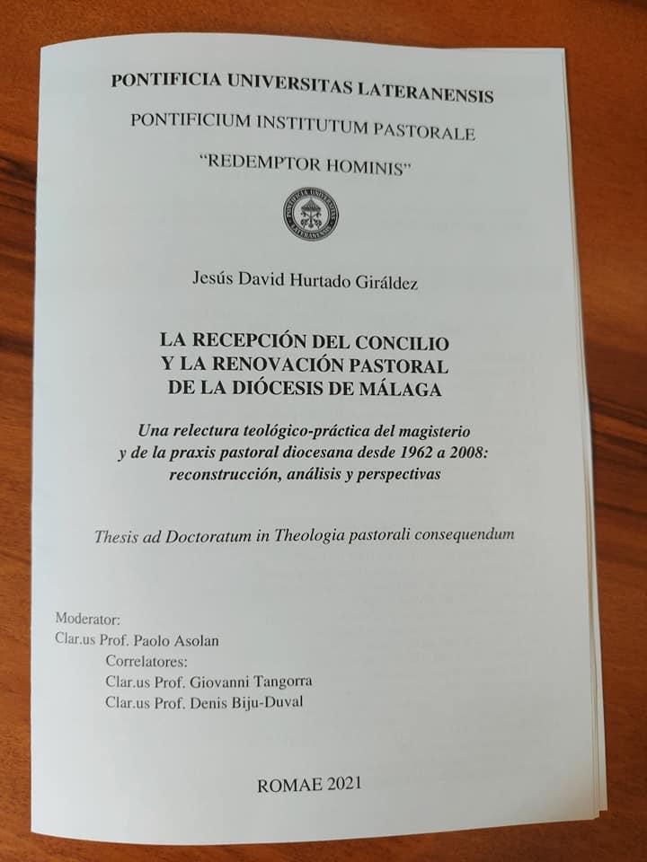 Jesús Hurtado: «Esta tesis busca presentar las necesidades pastorales de la Diócesis de Málaga»