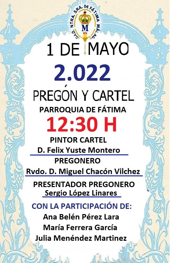 1 DE MAYO. Pregón y cartel en la parroquia de Fátima