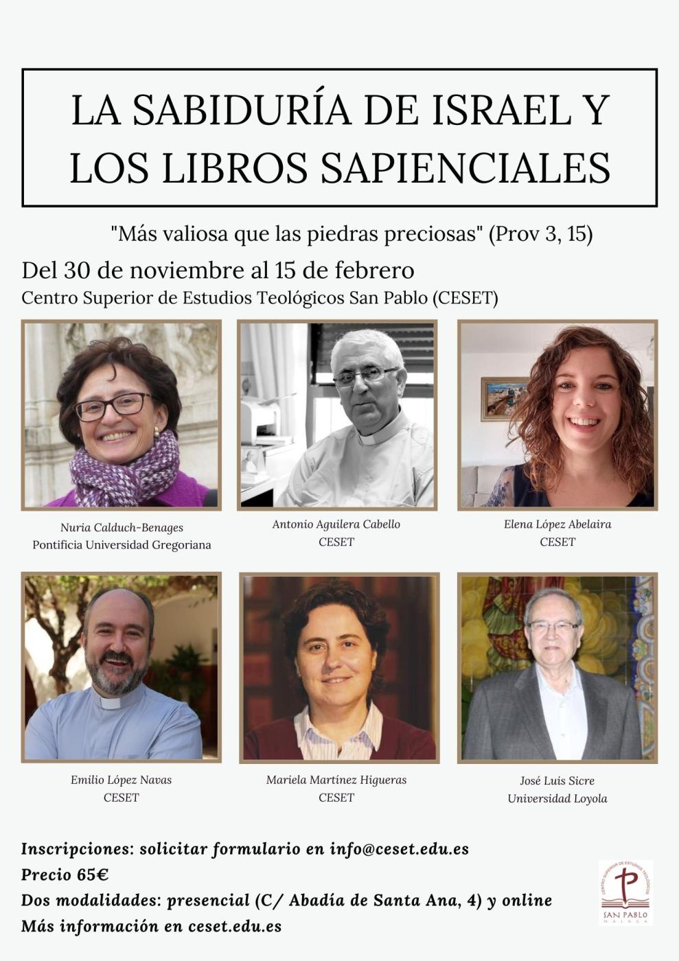 La próxima clase del curso “La Sabiduría de Israel y los Libros Sapienciales”, el 14 de diciembre