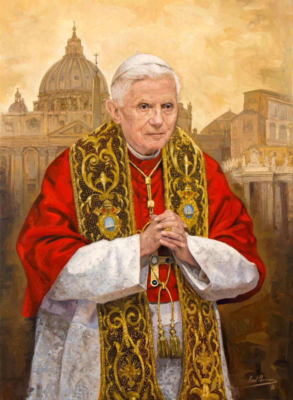 Raúl Berzosa entregó personalmente su retrato a Benedicto XVI durante una visita a su residencia en Roma
