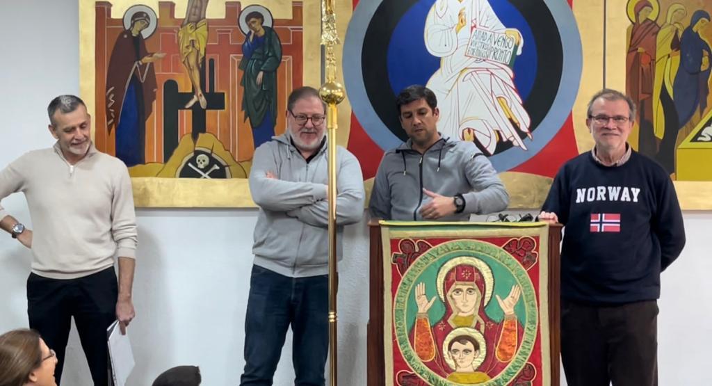 Promotores del auto sacramental "Los tres ángeles", de izquierda a derecha Miguel Mora, José Luis Ferández, Moisés Arrabal y Carlos Arrabal