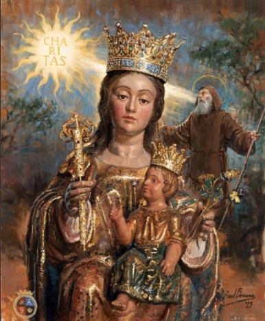 Cartel de Santa Mar&iacute;a de la Victoria del pintor malague&ntilde;o Ra&uacute;l Berzosa que recoge el sue&ntilde;o de Fernando el Cat&oacute;lico